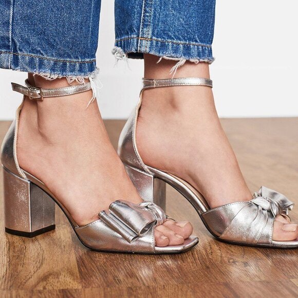Anine Bing Shoes - Anine Bing silver bow heels size EU size 36.5